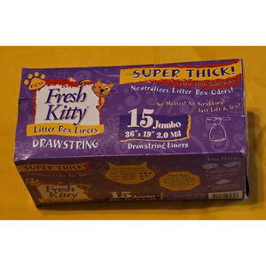 15 Count Fresh Kitty Litter Box Liners Super Thick, Durable, Easy Clean up Jumbo